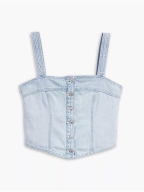 Levi's Light Blue Denim Button-Front Cropped Tank